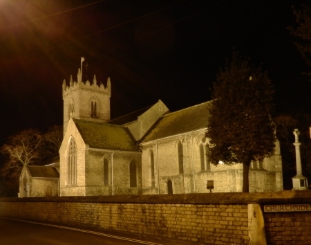 Floodlit church from Queen Steet